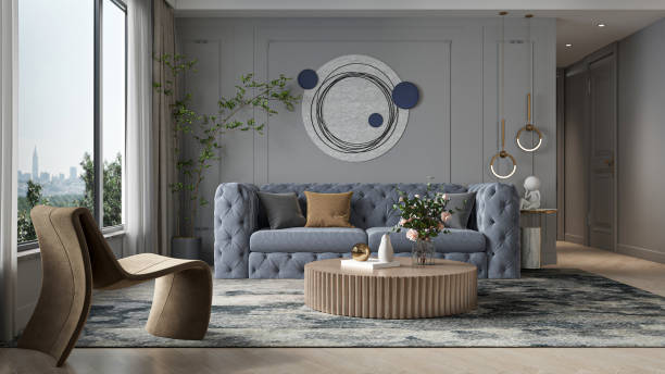 istock Elegant Modern Living Room with City View 2202228807