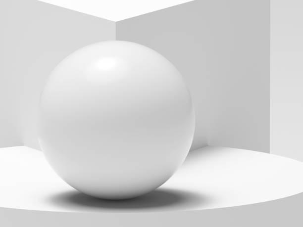 istock A smooth white sphere is in a bright, minimalistic geometric environment, 3 d 2202245046