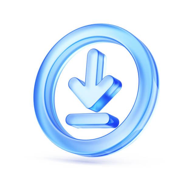 istock Download icon, Download 3d button. Load symbol on white background - 3d rendering 2202249532