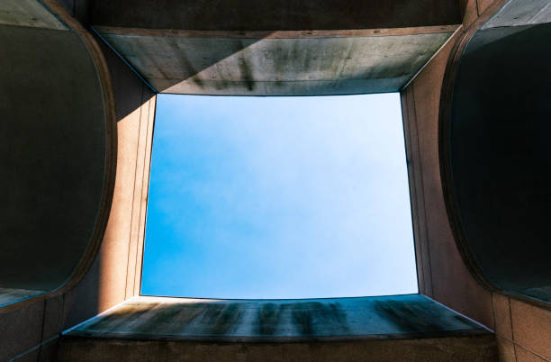 view through a gate to the blue sky