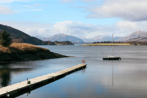 istock Serene Loch view in Scotland featuring a calm harbor and distant hills 2202257766