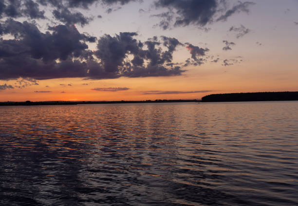 istock landscape on the lake at dusk at sunset 2202257872