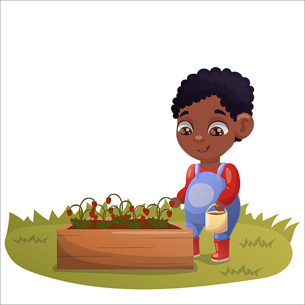 istock Illustration of a child doing gardening and animal husbandry 2202259849