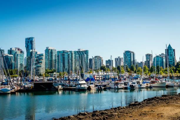 sailing ships and skyscraper in Vancouver in Canada