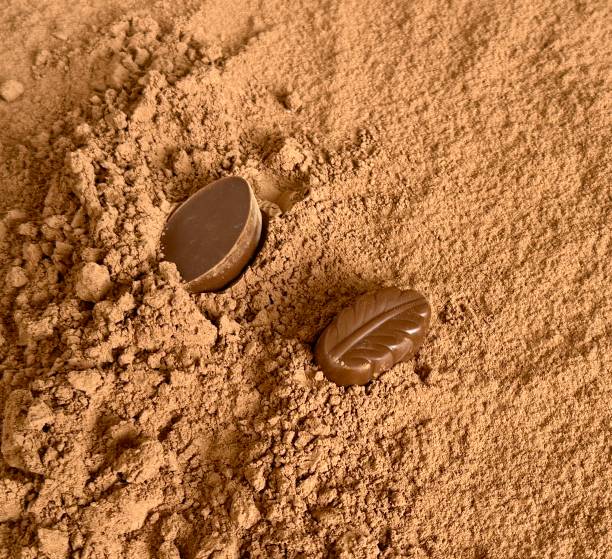 istock chocolate candies on cocoa background 2202266220