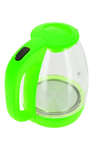 istock Green glass electric kettle isolated on white background 2202282397
