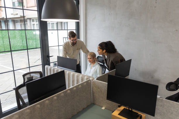 istock Young multiracial colleagues working on new project together in modern office 2202295283
