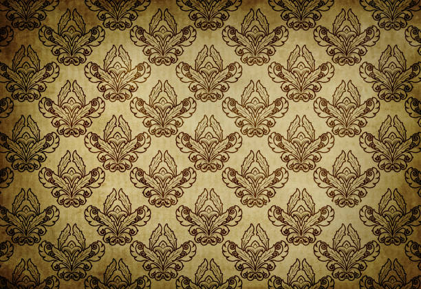 Old grunge paper background with decorative floral ornament.