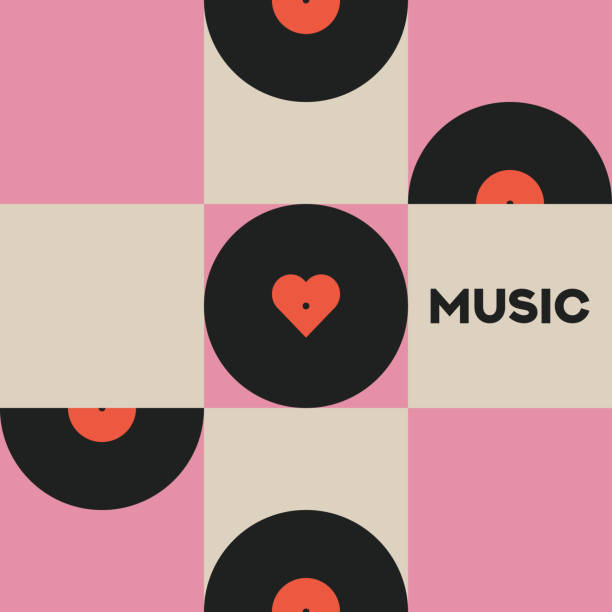 istock Musical poster for your design. Music design elements for card, invitation, flyer. Music cover. Music background vector illustration. Vinyl record. Heart symbol. 2202297109