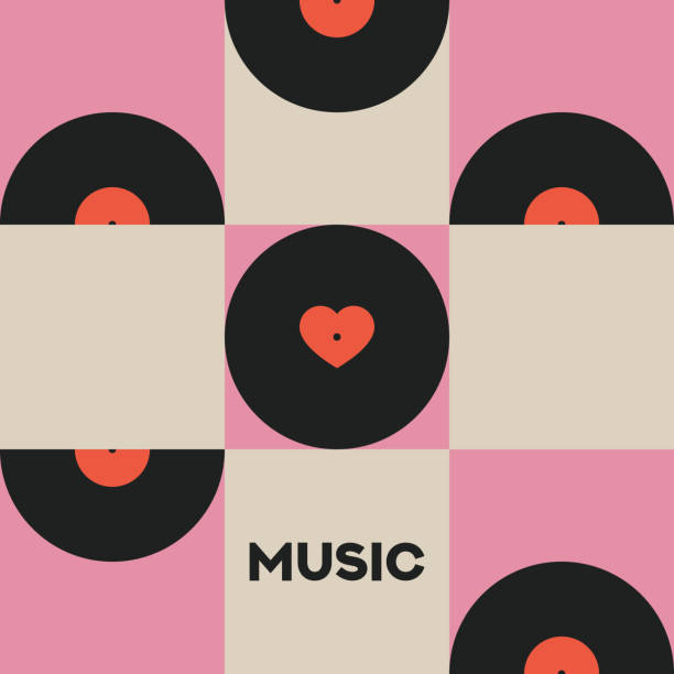 istock Musical poster for your design. Music design elements for card, invitation, flyer. Music cover. Music background vector illustration. Vinyl record. Heart symbol. 2202297145