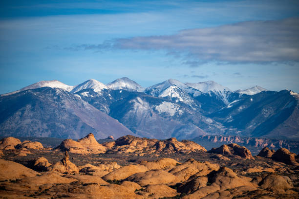 istock Snow Capped La Sal Mountains Over Moab Desert 2202301567