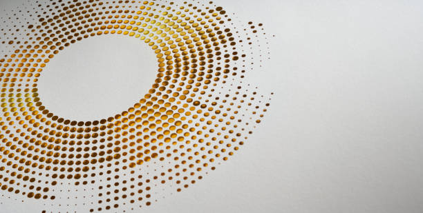 istock Abstract geometric cut paper artwork with circular gradient pattern in warm brown and gold tones on white background. 2202303593
