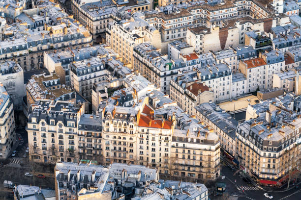 Streets of central Paris from above