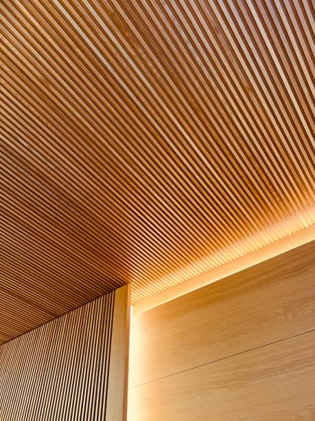 istock Interior decor wood paneling striped 2202306160
