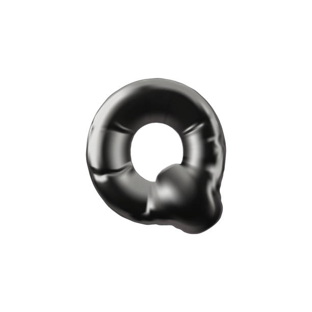 istock Alphabet uppercase letter Q from black inflated balloon, vector 3D English volume metallic Latin consonant type symbol 2202310782