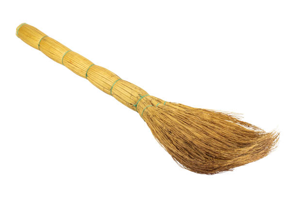 sorghum broom for sweeping the floor isolated from background