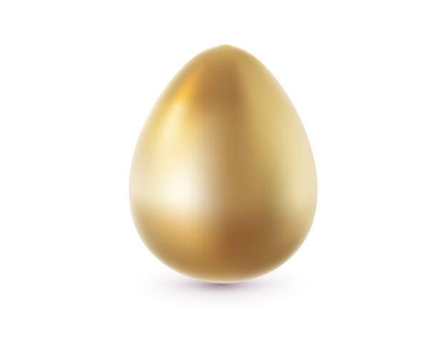istock Vector realistic illustration of shine golden egg isolated on white background. 3d cartoon style design of metal golden egg for holiday easter hunt greeting card, banner 2202316579