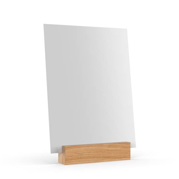 Table talkers promotional upright menu table tent top sign holder table menu and qr card display stand picture frame for mock up and template design. Table talkers promotional upright menu table tent top sign holder table menu and qr card display stand picture frame for mock up and template design. 3d illustration. restaurant table card stock pictures, royalty-free photos & images