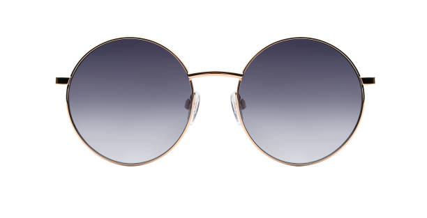 istock Sunglasses isolated on white background. Mockup sunglasses front view closeup design for applying on a portrait. Round shape 2202323010