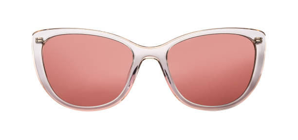 Sunglasses isolated on white background. Mockup sunglasses front view closeup design for applying on a portrait. Plastic glasses shape cat eye.