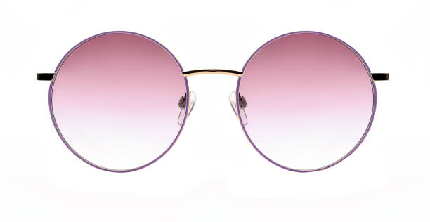 istock Sunglasses isolated on white background. Mockup sunglasses front view closeup design for applying on a portrait. Round shape 2202325781
