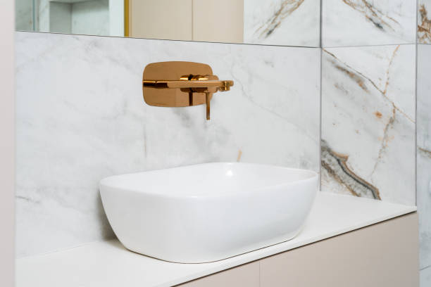 istock Stylish and modern bathroom sink design for a cozy morning routine 2202330404