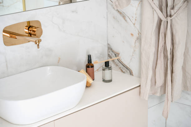 istock Cozy bathroom sink setup for morning self-care routine at home 2202331376