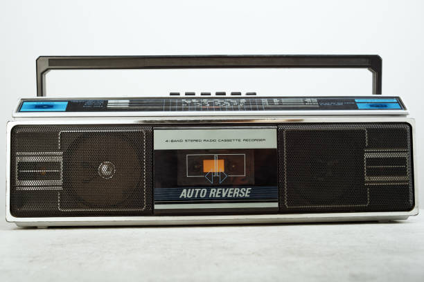 Boom box retro cassette player from 90's