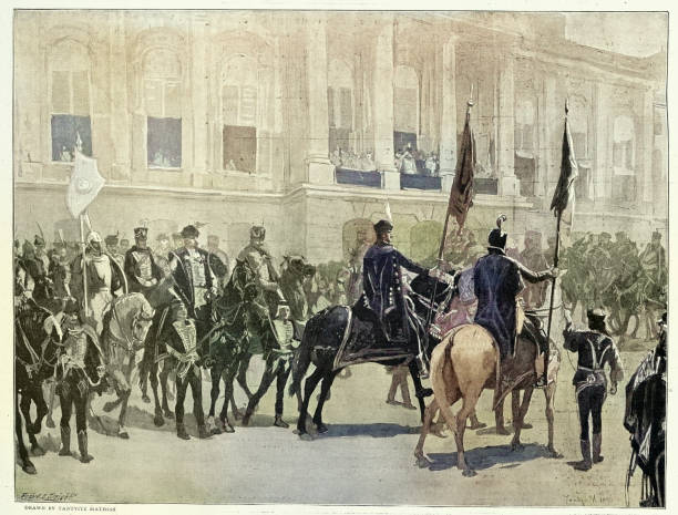 istock Procession before Emperor Francis Joseph I, Celebrating Hungary's millennium at Budapest, Victorian, Vintage illustration, 19th Century 1890s 2202340019