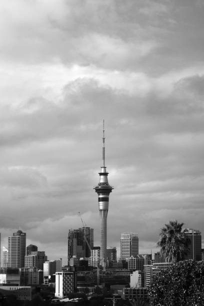 Auckland city skyline on a cloudy day