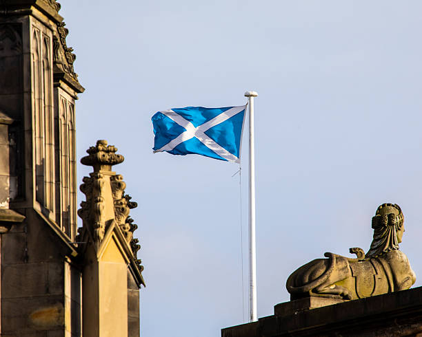 istock Scottish Flag Flying in Edinburgh, Scotland 2202343595