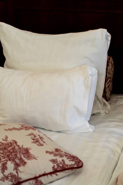 istock Soft, clean white pillow at luxury hotel 2202343690