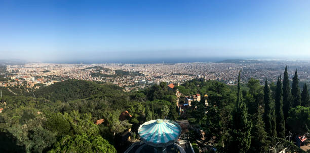 View of Tibidabo Amusement Park in the centre of Barcelona, Spain.