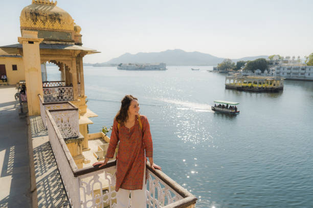 istock Woman exploring Udaipur city during trip to India 2202349930
