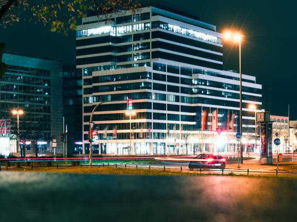 Long exposure Ernst Reuter Platz at night in autumn