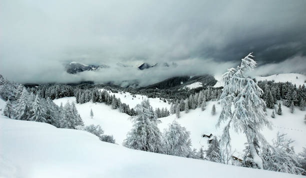 The Hallstatt-Dachstein alpine landscape in winter, part of the Salzkammergut, and thus of the Eastern Alps. UNESCO World Heritage Site, Austria