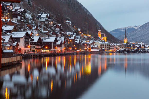 Evening Winter View of Hallstatt, Austria