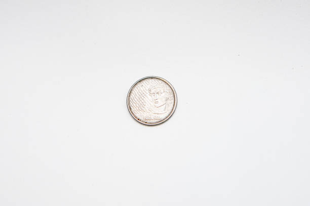 10 cents real coin on a white background in rio de janeiro, brazil.
