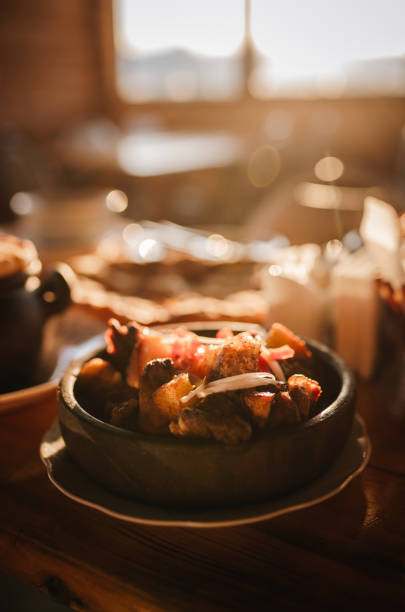 Portion of Ojakhuri Closeup in Bowl. Georgian food