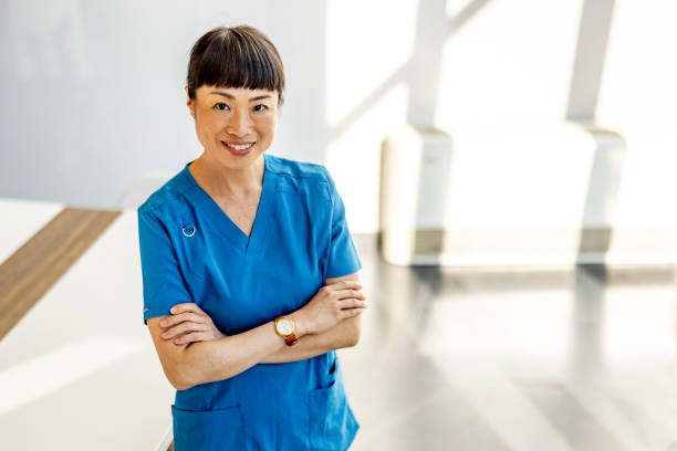 istock Professional Healthcare Worker in Blue Scrubs with Positive Expression 2202382187