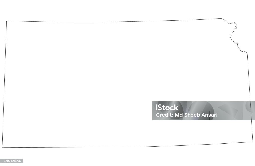 Kansas Map. Simple Kansas Map High Detailed Illustration Map Outline Kansas State Map ...