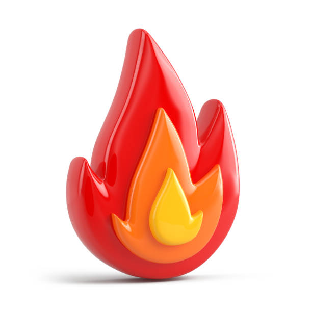 Cartoon fire flame isolated on white - Fire flame 3d icon - 3d rendering