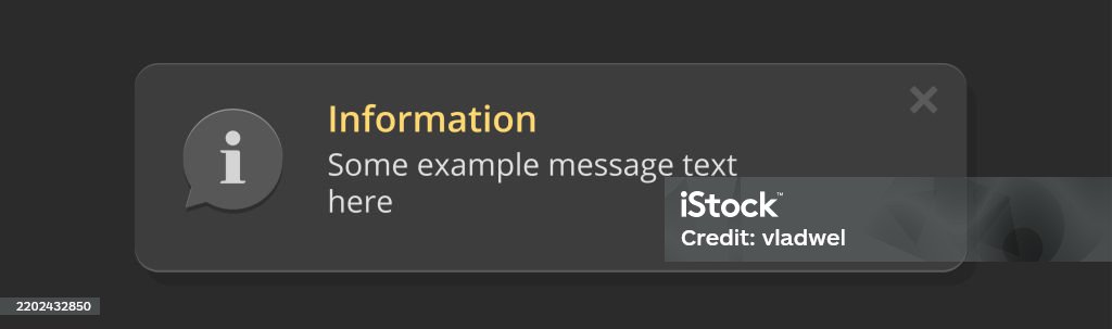 Breakdown Notification Text Notice Notification Message Window For Mobile App For Web Software Dark ...