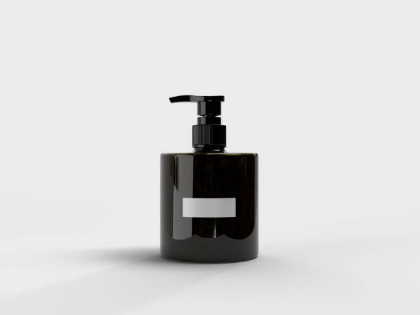 istock Plastic or Glass with dispenser pump bottle and label mockup container packaging isolated on background. 3D template for liquid soap, gel, lotion, cream, shampoo, bath foam, healthcare or medicine 2202435315