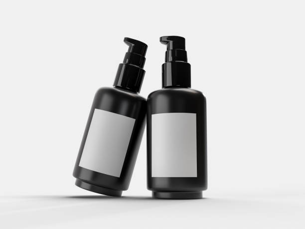 istock Plastic or Glass with dispenser pump bottle and label mockup container packaging isolated on background. 3D template for liquid soap, gel, lotion, cream, shampoo, bath foam, healthcare or medicine 2202435697