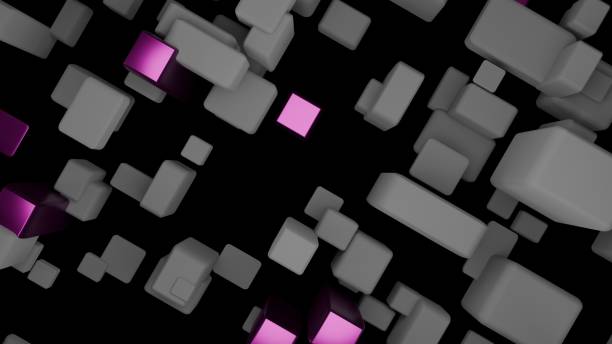 istock Floating geometric cubes with magenta accents 2202436911