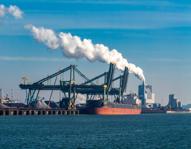 A large oil tanker in the port of Rotterdam, the Netherlands