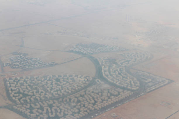 Egypt landscape and cloudscape from the airplane's window in the afternoon