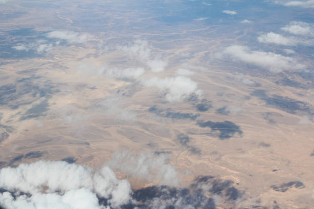 Egypt landscape and cloudscape from the airplane's window in the afternoon