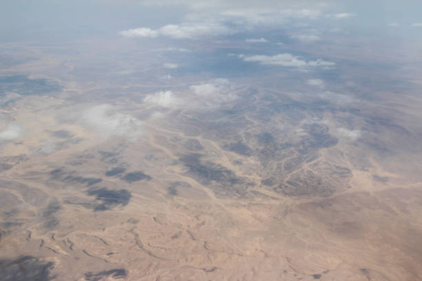 Desert Sahara  seen from an airplane window.